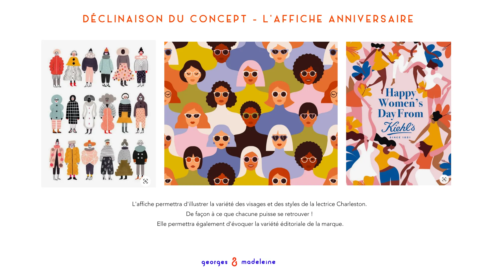 Planche du concept 2, l’affiche anniversaire, la variété des visages des lectrices