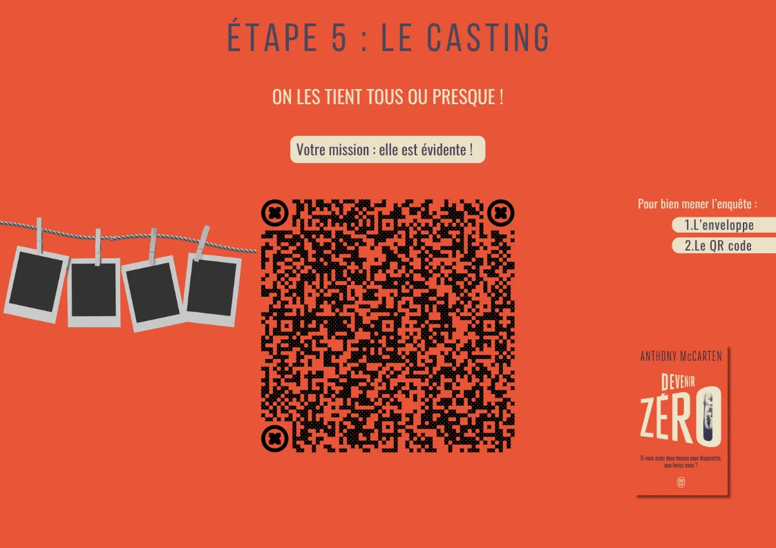 Énigme étape 5, le casting