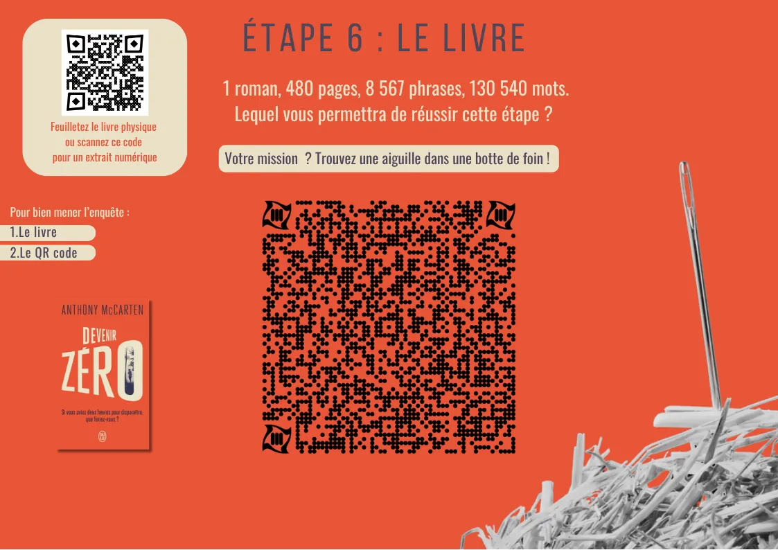 Énigme étape 6, le livre