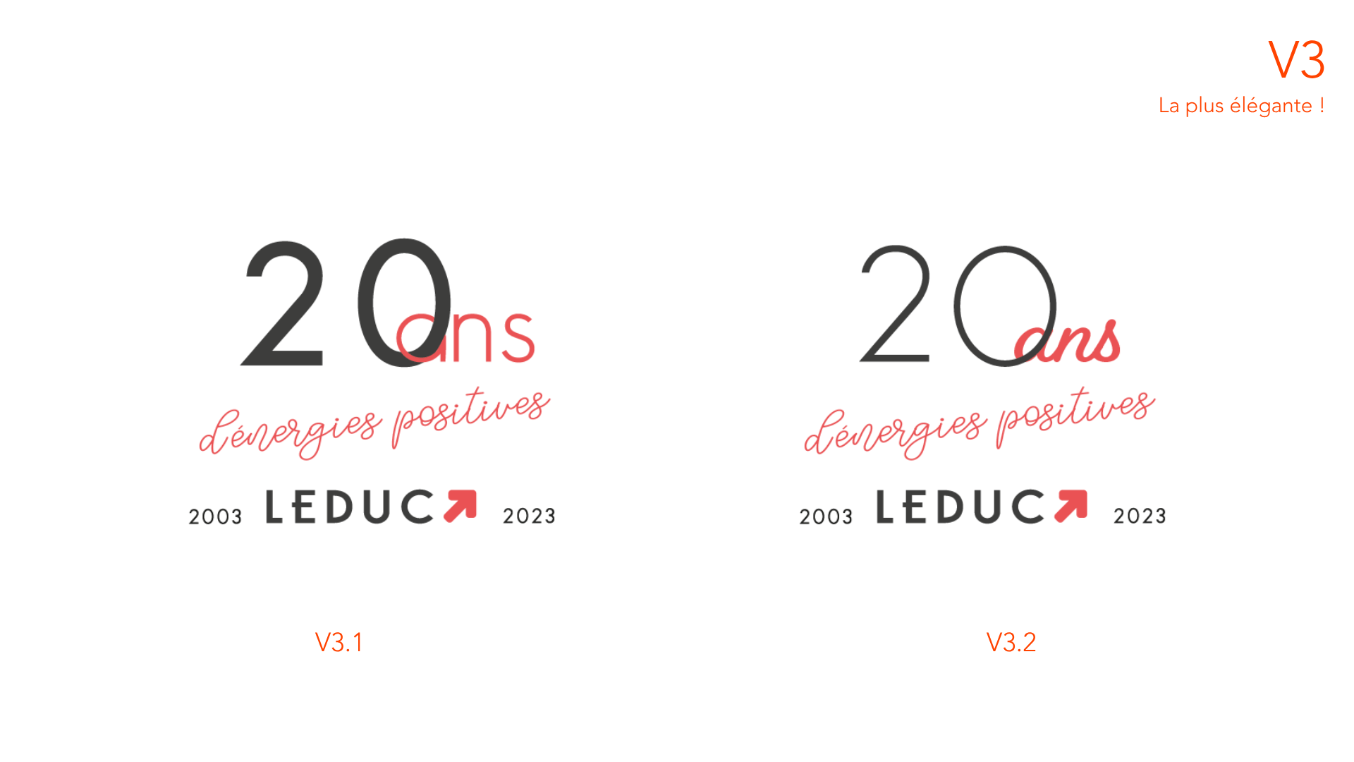 Piste de logo anniversaire des 20 ans Leduc — version 3, la plus élégante