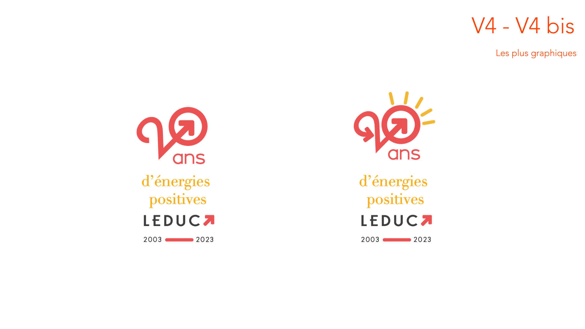 Piste de logo anniversaire des 20 ans Leduc — version 4, la plus graphique