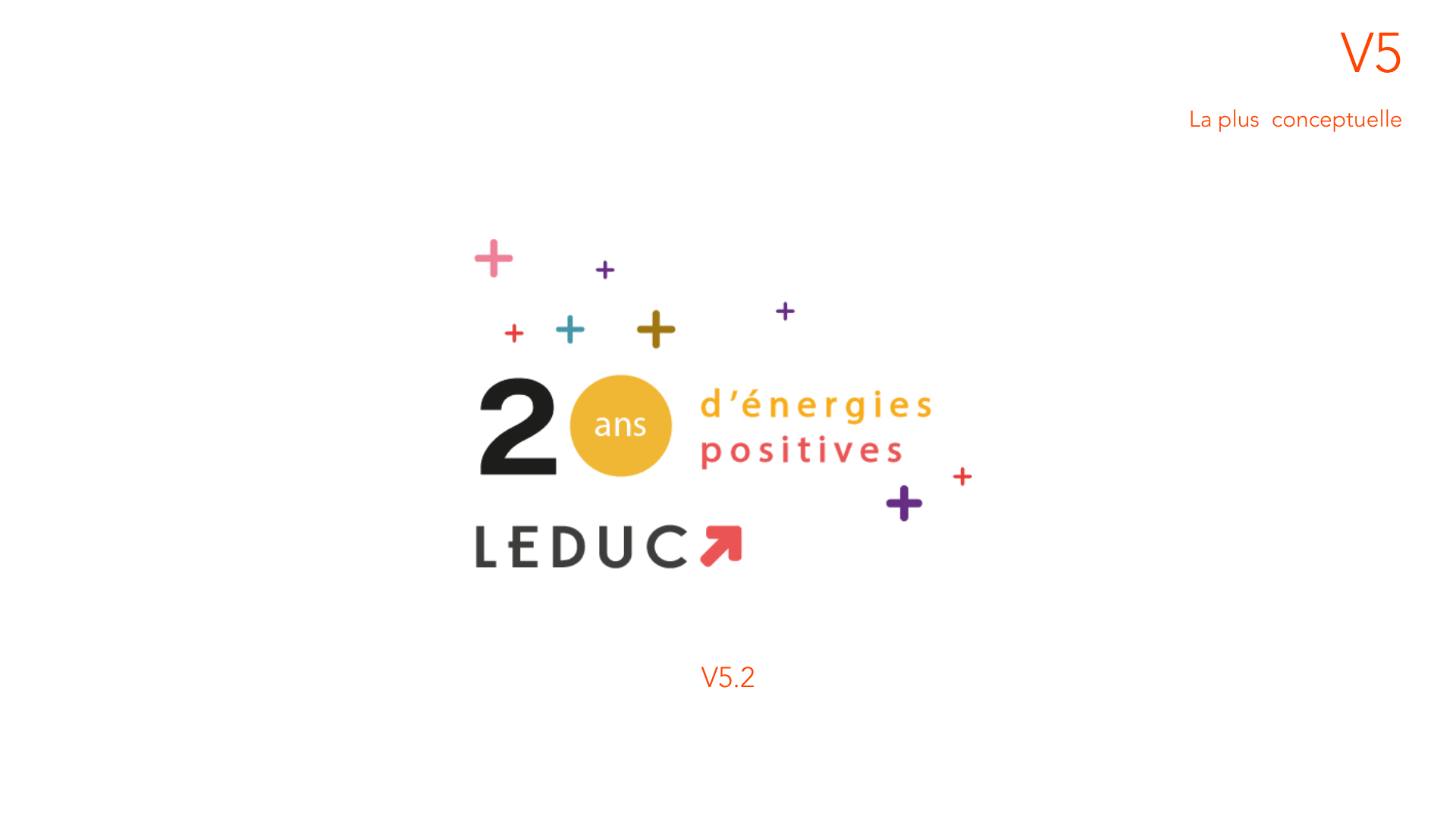 Piste de logo anniversaire des 20 ans Leduc — version 5, la plus conceptuelle