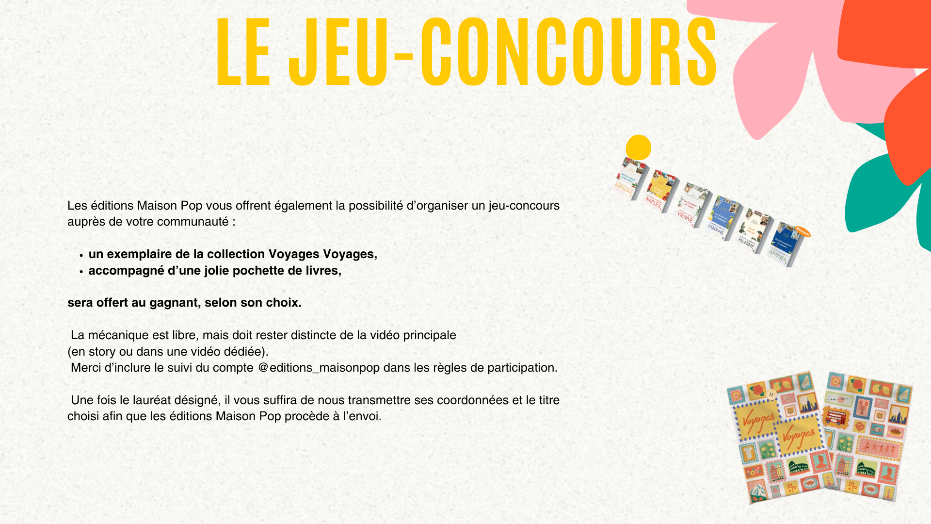 Planche jeu-concours — des exemplaires de la collection à gagner